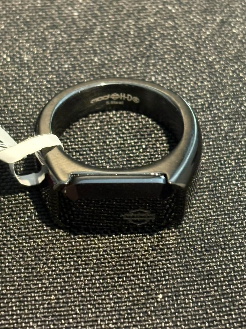 HARLEY DAVIDSON MENS BLACK OUT ONYX STAINLESS STEEL RING